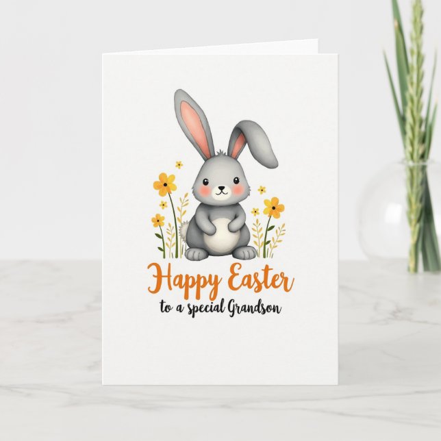 Happy Easter Grandson Hare Card Karte (Vorderseite)