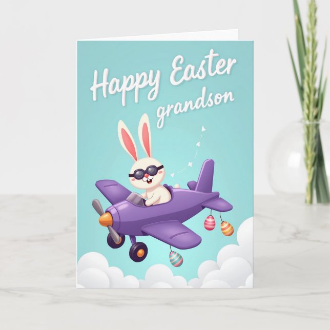 Happy Easter Grandson Plane Card Karte (Vorderseite)