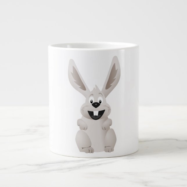 "HAPPY EASTER" GRAY BUNNY Jumbo-Tasse (Vorderseite)