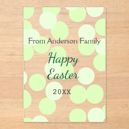 Happy Easter gray green polka dots family name Acryleinladungen