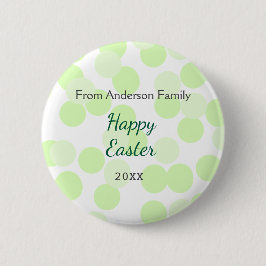 Happy Easter gray green polka dots family name Button
