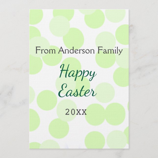 Happy Easter gray green polka dots family name Einladung (Vorderseite)