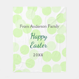 Happy Easter gray green polka dots family name Fleecedecke