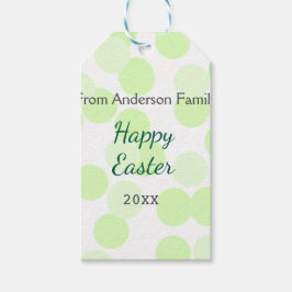 Happy Easter gray green polka dots family name Geschenkanhänger