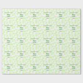 Happy Easter gray green polka dots family name Geschenkpapier