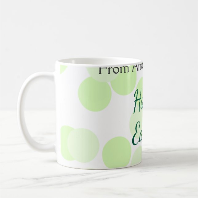 Happy Easter gray green polka dots family name Kaffeetasse (Links)