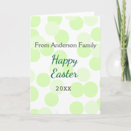 Happy Easter gray green polka dots family name Karte
