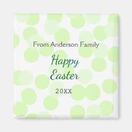 Happy Easter gray green polka dots family name Magnet