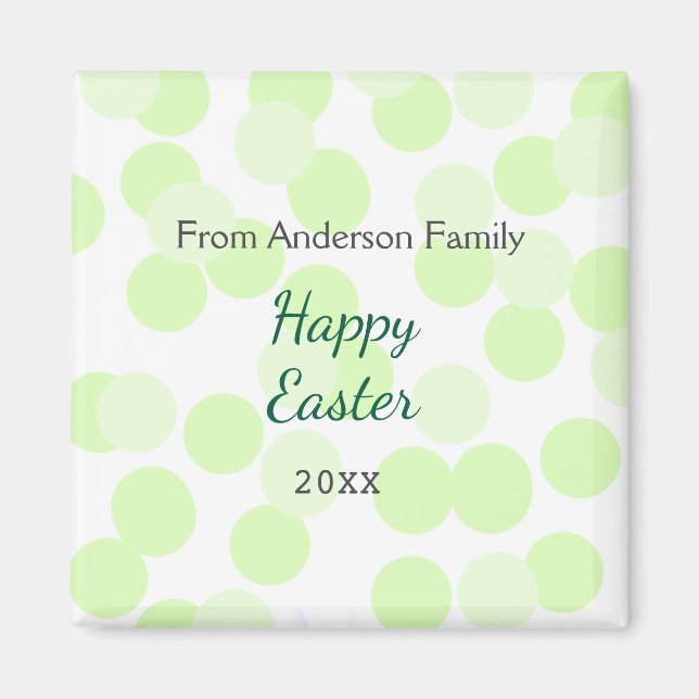 Happy Easter gray green polka dots family name Magnet (Vorne)