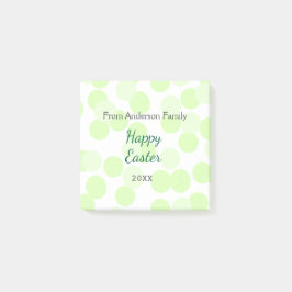 Happy Easter gray green polka dots family name Post-it Klebezettel