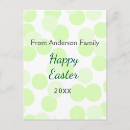 Happy Easter gray green polka dots family name Postkarte