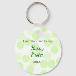Happy Easter gray green polka dots family name Schlüsselanhänger