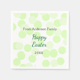Happy Easter gray green polka dots family name Serviette