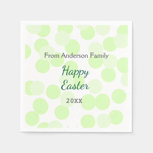 Happy Easter gray green polka dots family name Serviette (Vorderseite)