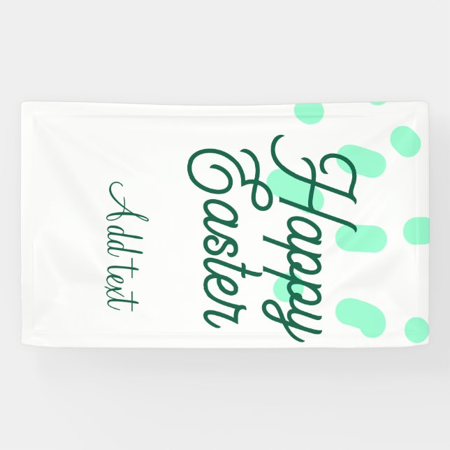 Happy Easter green eggs pastel name date simple  Banner (Horizontal)