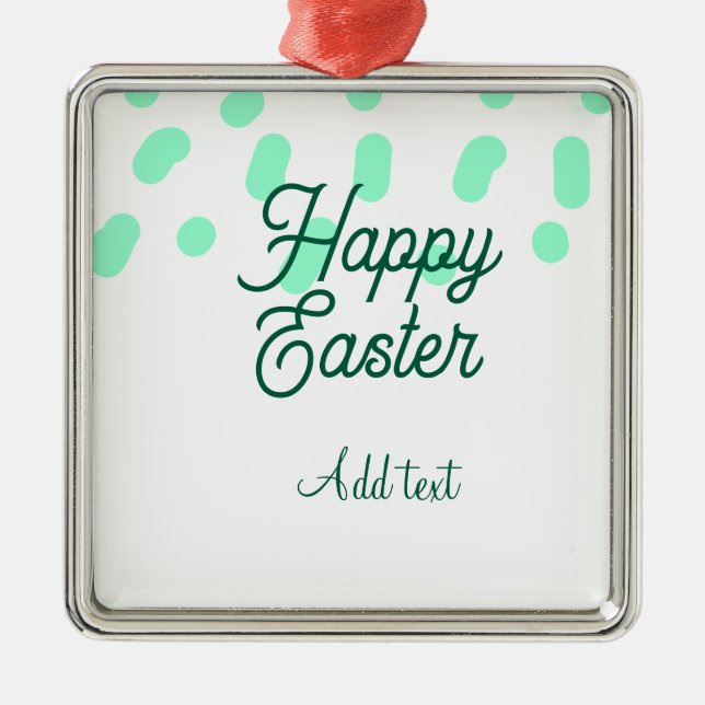 Happy Easter green eggs pastel name date simple  Ornament Aus Metall (Vorne)