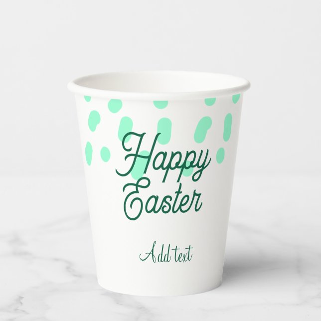 Happy Easter green eggs pastel name date simple  Pappbecher (Vorderseite)