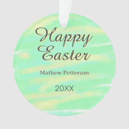 Happy Easter green yellow pastel gray name year  Ornament