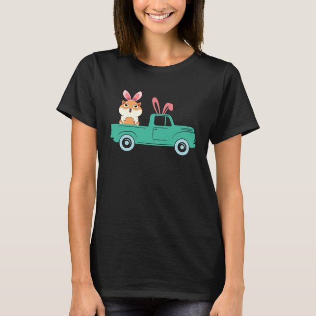 Happy Easter Guinea Pig Bunny Riding Truck Boys To T-Shirt (Vorderseite)