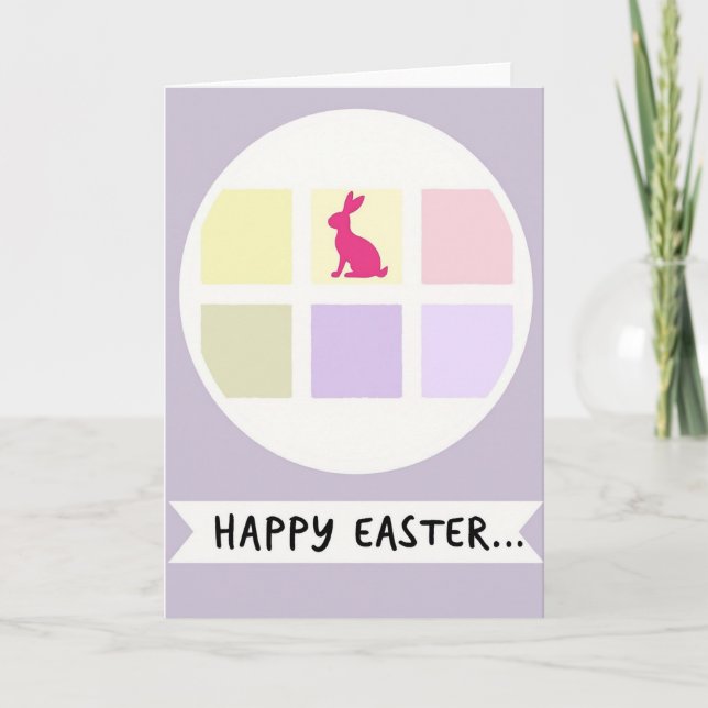 Happy Easter Hare Pastel Art Card Karte (Vorderseite)