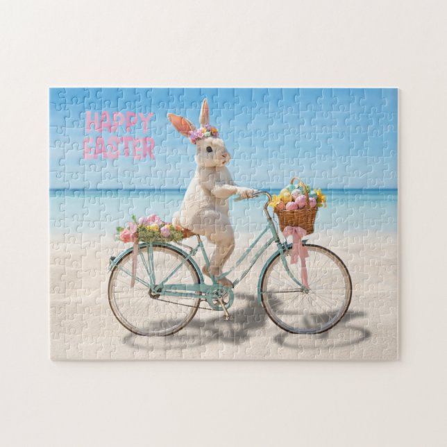 Happy Easter Hilton Head Island Bicycle on Beach Puzzle (Horizontal)