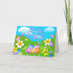 Happy Easter Holiday Bunny Floral Holiday Cards Feiertagskarte