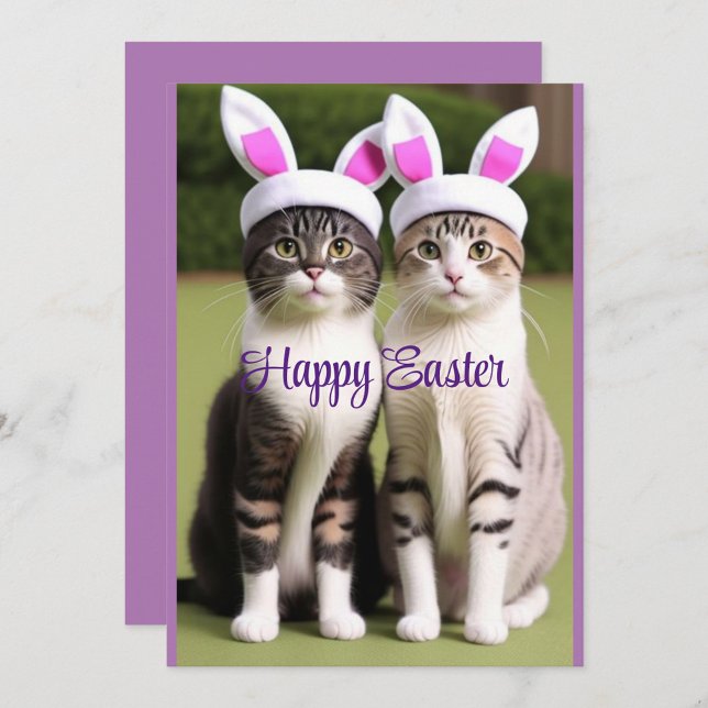 Happy Easter Holiday Card Einladung (“Two little furballs bringing Easter cheer!”)