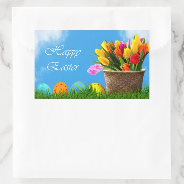 Happy Easter Holiday Rechteckiger Aufkleber (Tasche)