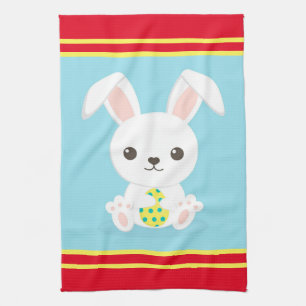 Happy Easter Holiday Trendy Bunny Floral Geschirrtuch