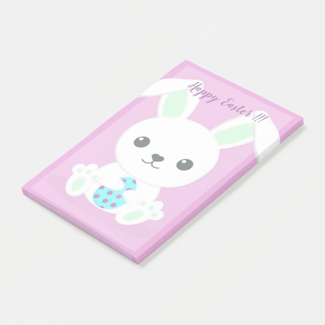 Happy Easter Holiday Trendy Bunny Floral Post-it Klebezettel (angewinkelt)