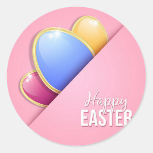 Happy Easter Holiday Trendy Bunny Floral Runder Aufkleber