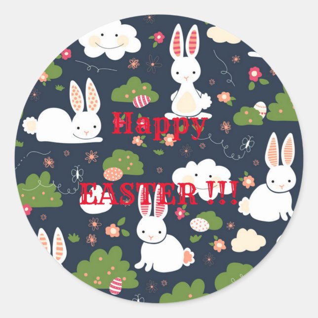 Happy Easter Holiday Trendy Bunny Floral Runder Aufkleber (Vorderseite)