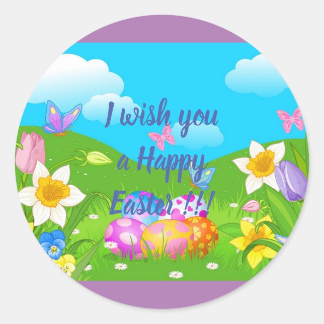 Happy Easter Holiday Trendy Bunny Floral Runder Aufkleber (Vorderseite)