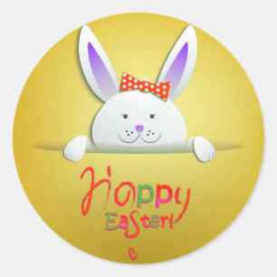 Happy Easter Holiday Trendy Bunny Floral Runder Aufkleber