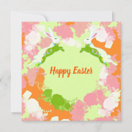 Happy Easter Invitation Card – Cute Bunny Floral  Einladung