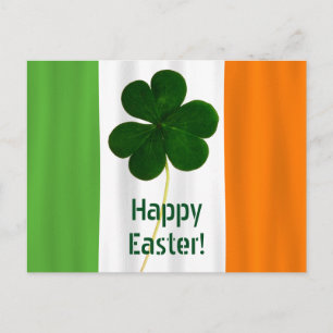 Happy Easter Irish Flag Colors Kleeblatt Irland Feiertagspostkarte