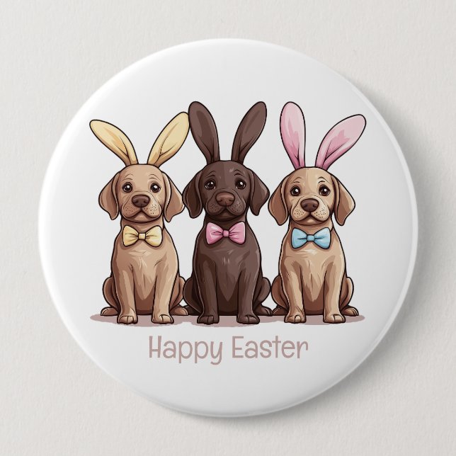 Happy Easter Labrador Retriever Hunde Bunny Ears Button (Vorderseite)