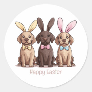 Happy Easter Labrador Retriever Hunde Bunny Ears Runder Aufkleber