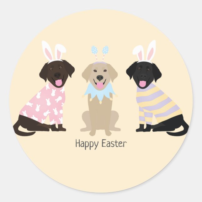 Happy Easter Labrador Retriever Hunde Runder Aufkleber (Vorderseite)
