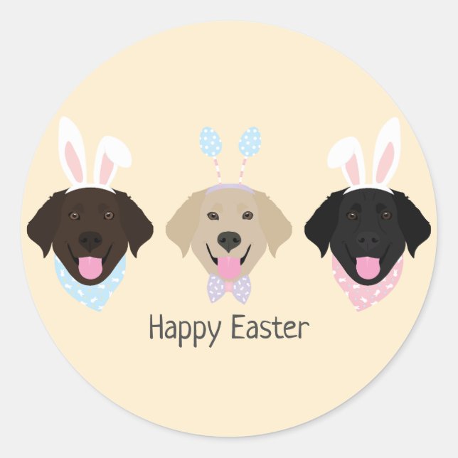 Happy Easter Labrador Retriever Hunde Runder Aufkleber (Vorderseite)