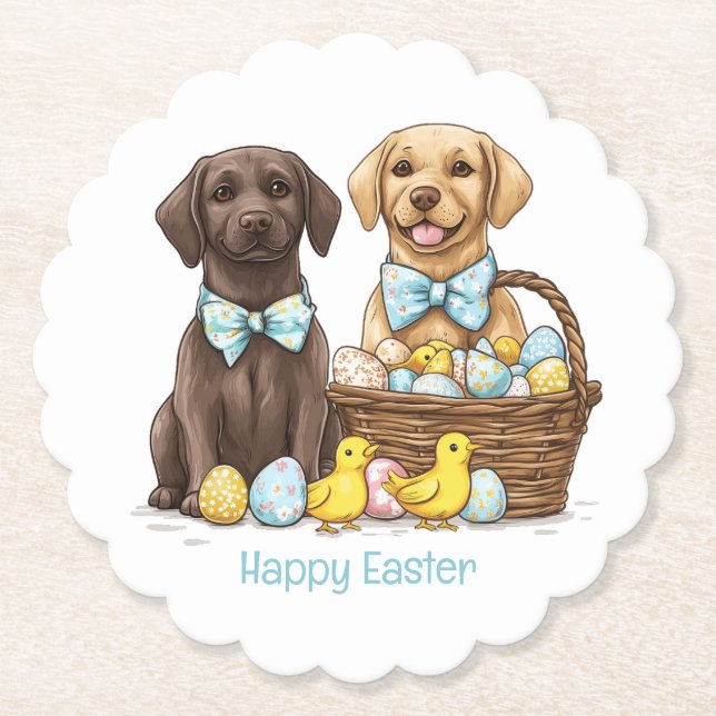 Happy Easter Labrador Retriever Hunde Untersetzer (Vorderseite)