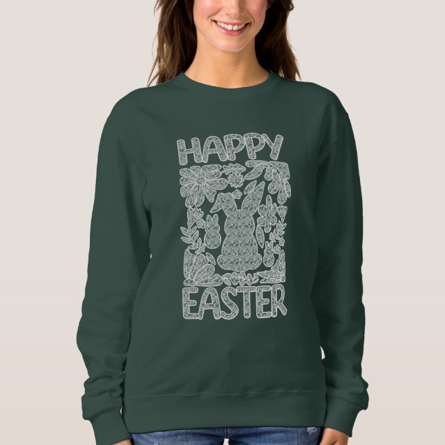 Happy Easter Lace Bunny Lace Ears Lace Bow Sweatshirt (Vorderseite)