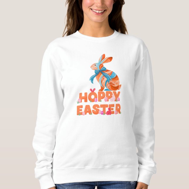 Happy Easter Lace Bunny Lace Ears Lace Bow Sweatshirt (Vorderseite)