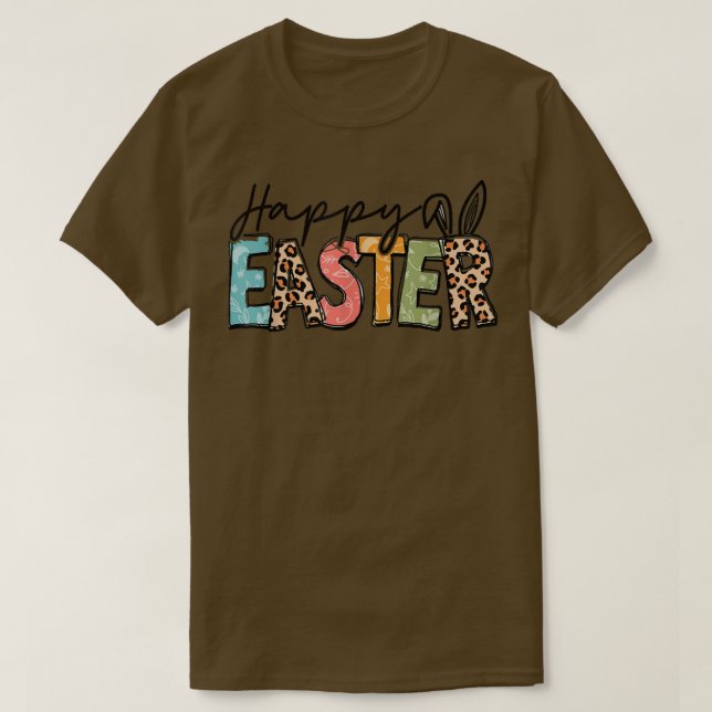 Happy Easter Leopard Bunny Raabit Frauen Mädchen K T-Shirt (Design vorne)