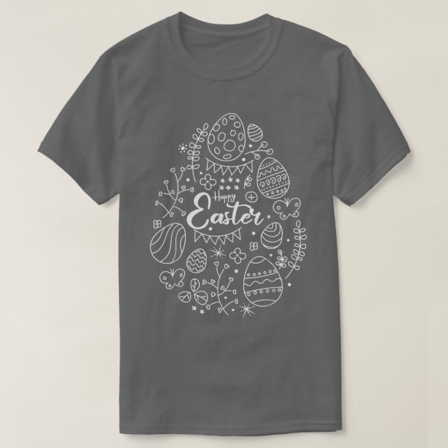 Happy Easter Line Art Day Niedlicher Frühling Blum T-Shirt (Design vorne)