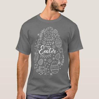 Happy Easter Line Art Day Niedlicher Frühling Blum T-Shirt