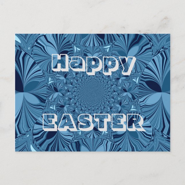 Happy Easter Lovely Blue Kaleidoscope Art Design Postkarte (Vorderseite)