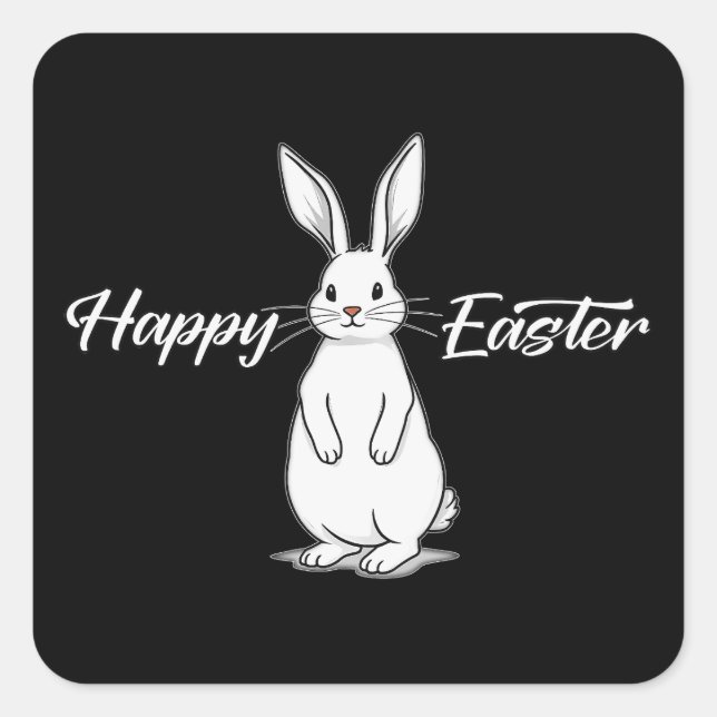 Happy Easter – Minimal Bunny - Autocolante Quadratischer Aufkleber (Vorderseite)