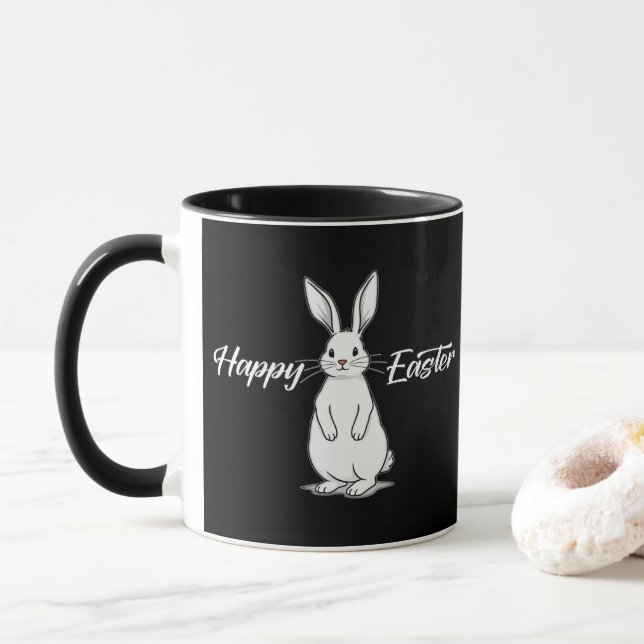 Happy Easter – Minimal Bunny Illustration - caneca Tasse (Mit Donut)