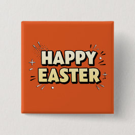 Happy Easter Modern Terracotta Typographic Pin Button